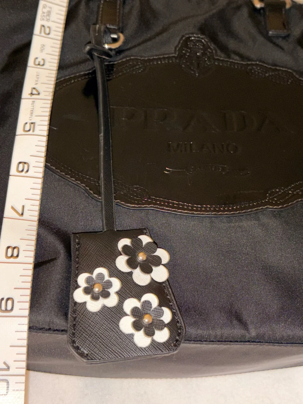 Prada Tessuto Black Nylon Tote with Patent Leather Logo Plaque and With Wallet - Picture 9 of 15